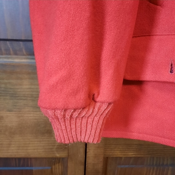 Vintage 1960s Soo wool red knit insulated full metal zipper hunting field coat - Picture 9 of 15